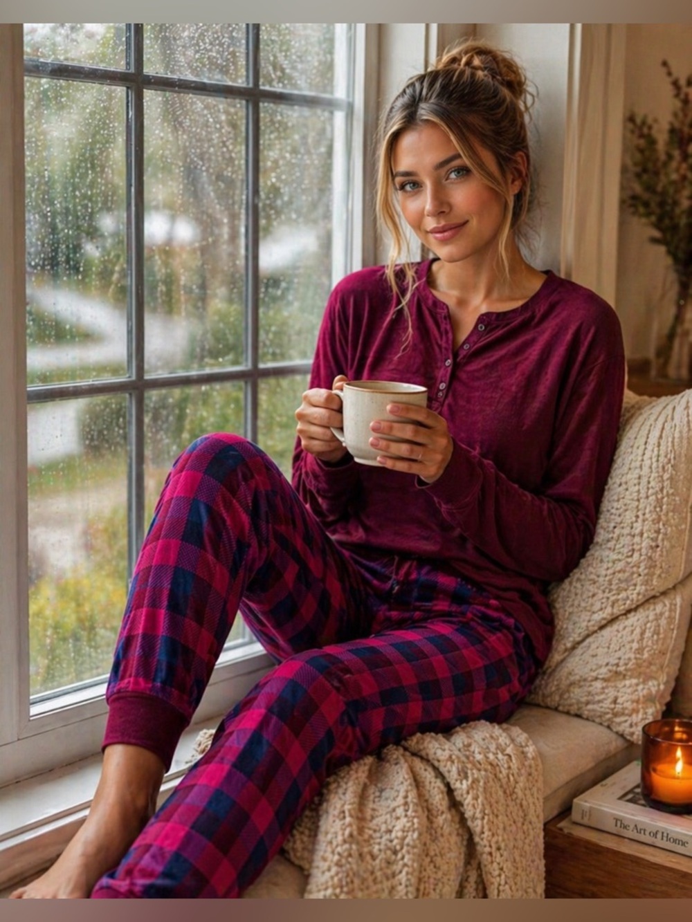 Nautica woman’s Pajama Set - Burgundy and Navy Plaid